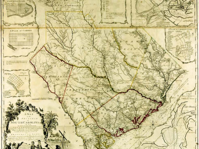 A 1773 map of the Province of South Carolina. 
