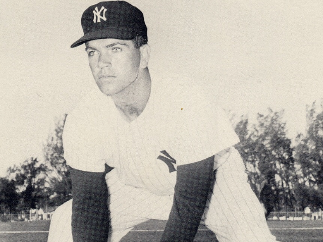 Bobby Richardson in a light and dark New York Yankees baseball uniform 