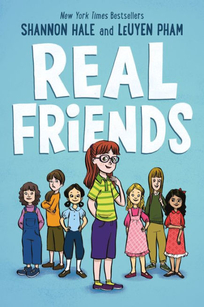 A group of girls standing next to a red-headed girl with glasses in the center.