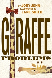 A yellow and brown spotted Giraffe wearing a red and white polka dot necktie.