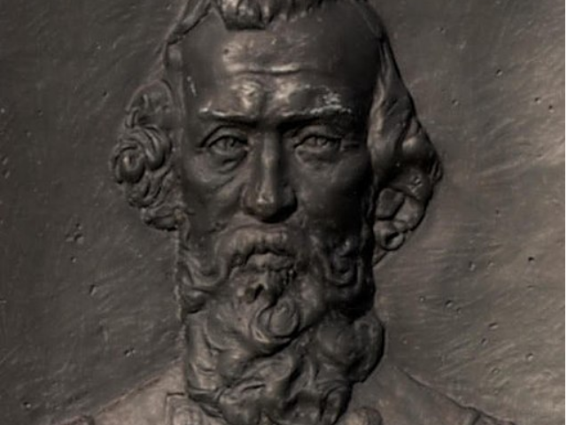 Bronze relief portrait of Robert Campbell