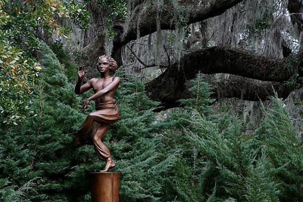 Statue under the live oaks at Brookgreen Gardens.